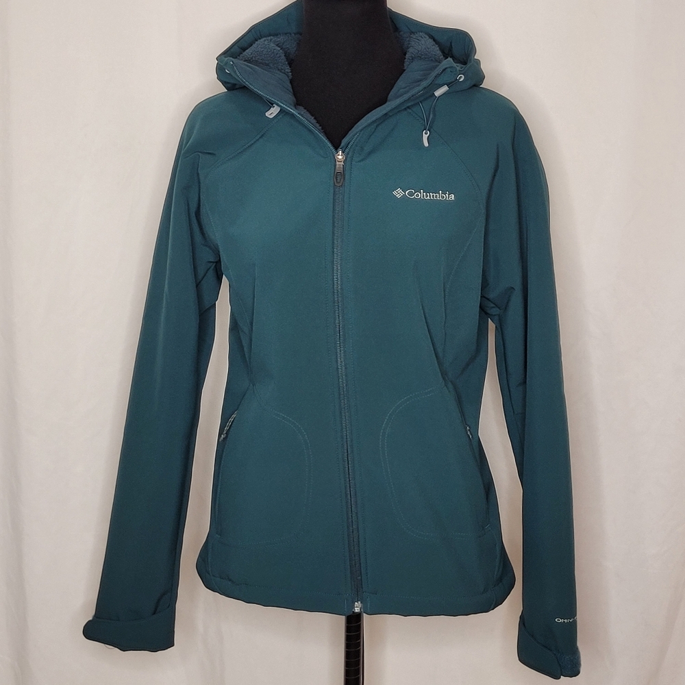 Columbia Women's Green Hooded Fleece Lined Omni-Wind Zip Jacket - Size M